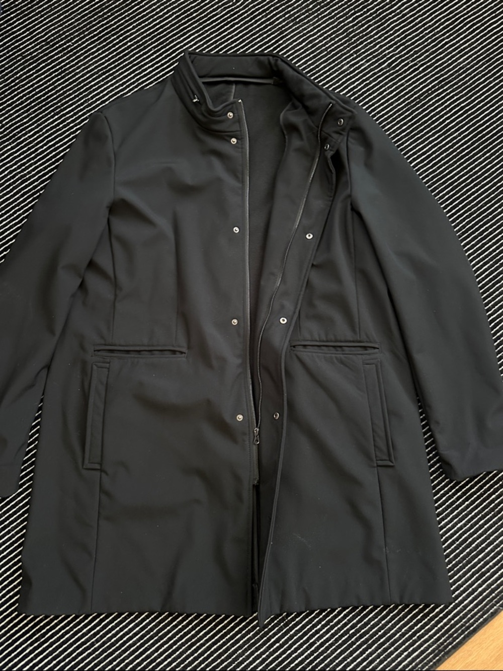 Men's Black Coat - Classic 3/4 Length Zip-Front Jacket
